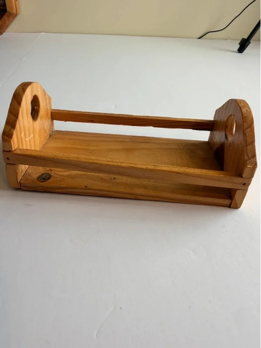 Vintage Primitive Pine Wood Caddy Small Organizer Tray Shelf 9